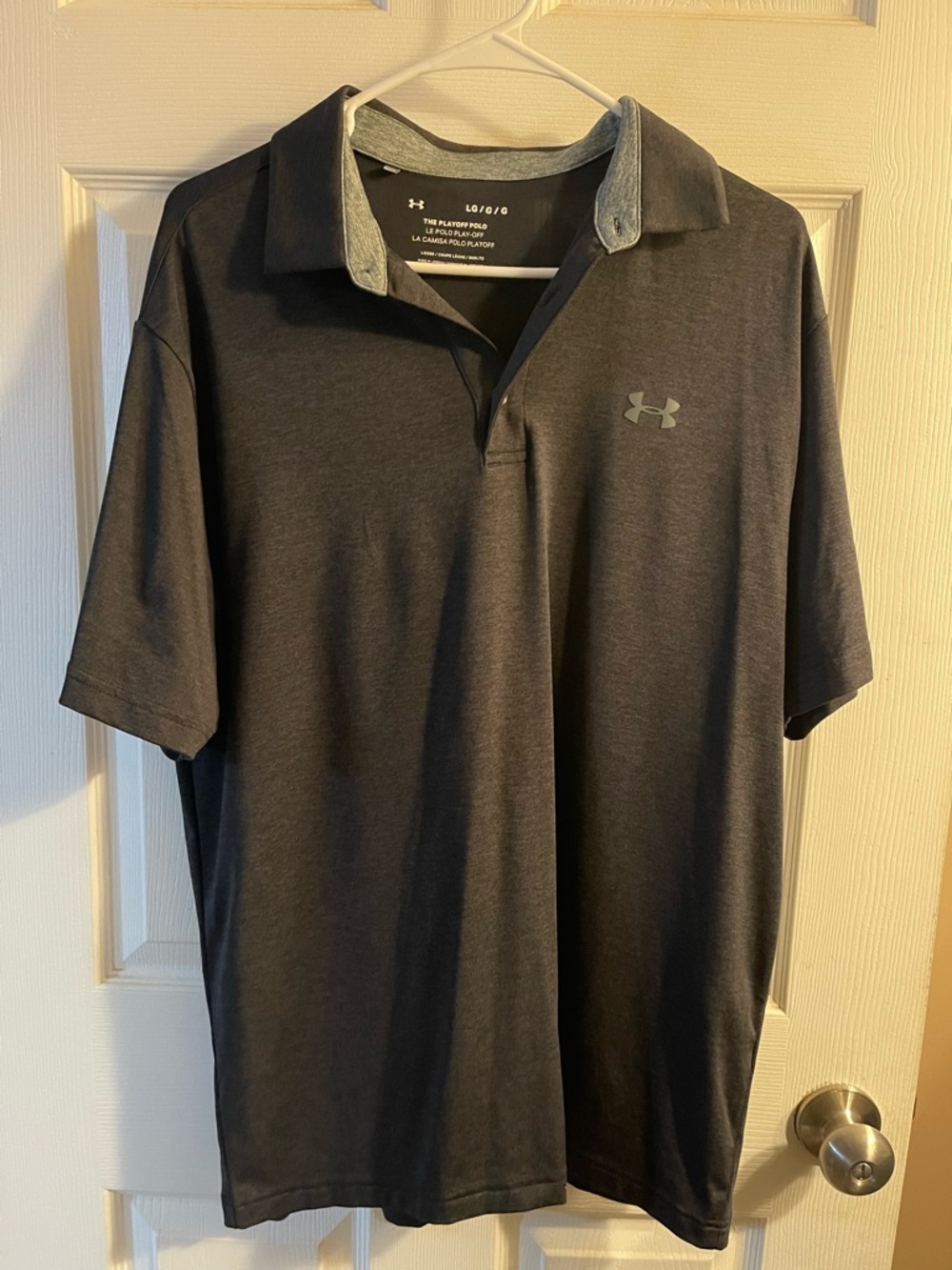 Under Armour Men’s Dark Gray Polo with Light Gray Trim